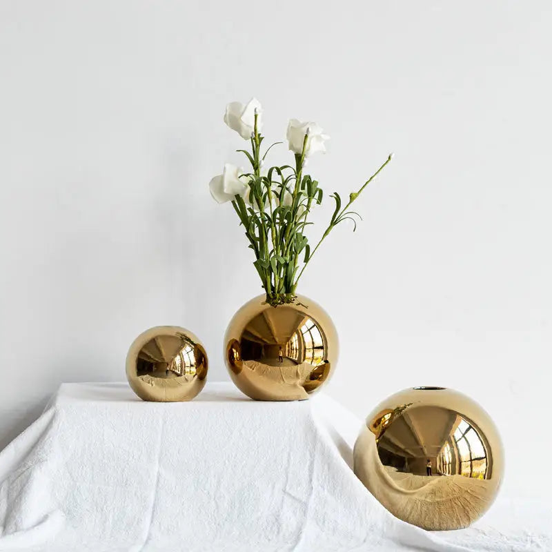 Gold Ball Ceramic Vase