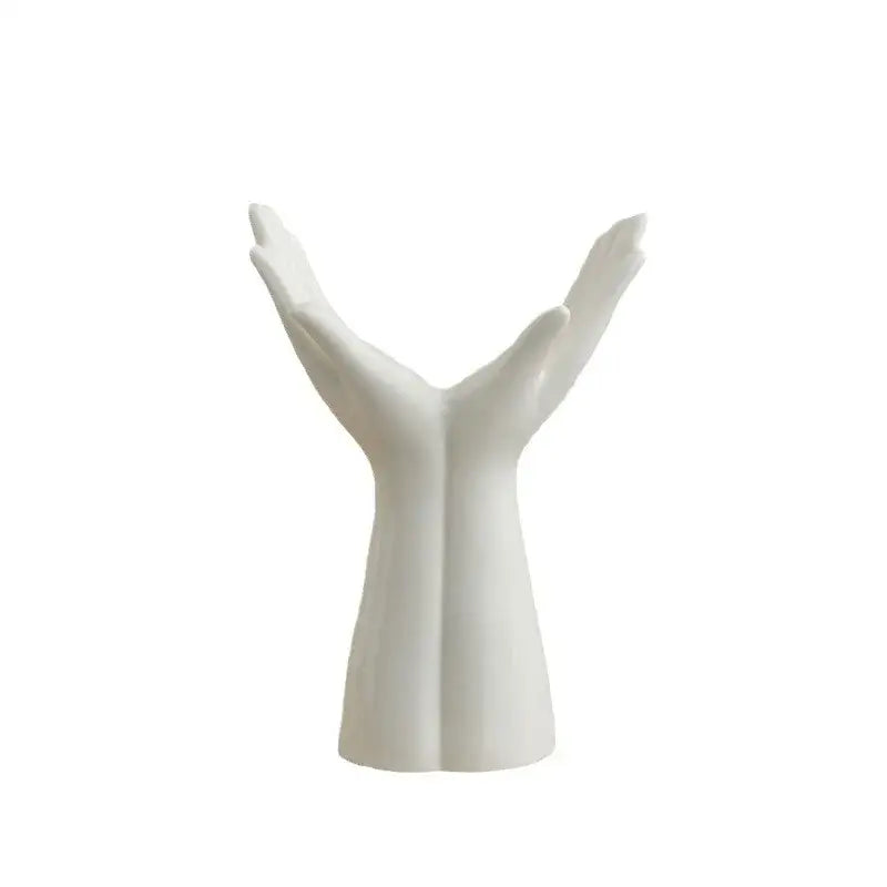 White Ceramic Hand-Shaped Vase Large or Small