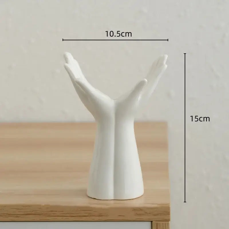 White Ceramic Hand-Shaped Vase Large or Small
