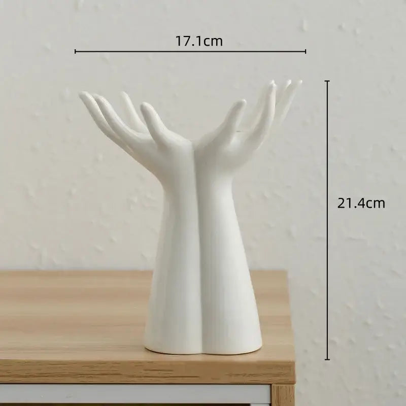 White Ceramic Hand-Shaped Vase Large or Small