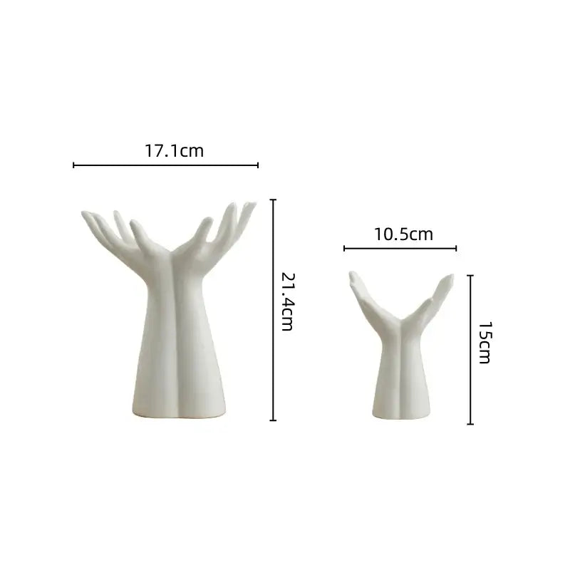 White Ceramic Hand-Shaped Vase Large or Small