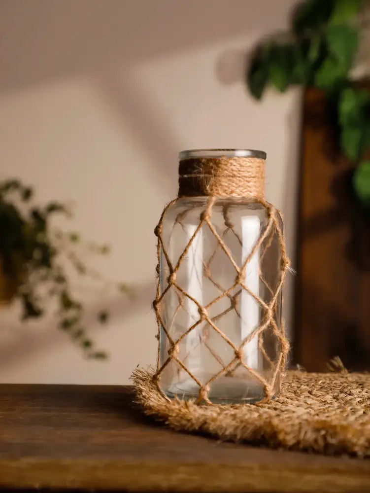 Glass Hemp Hanging Vase