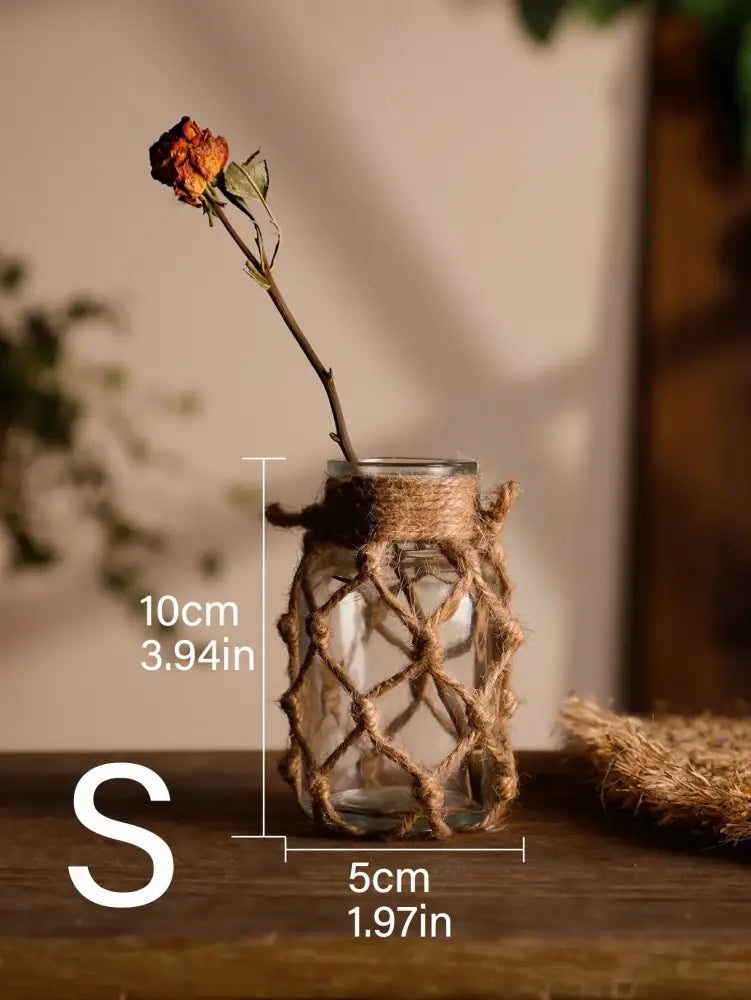 Glass Hemp Hanging Vase