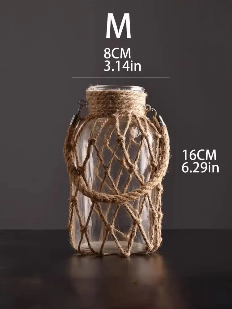 Glass Hemp Hanging Vase