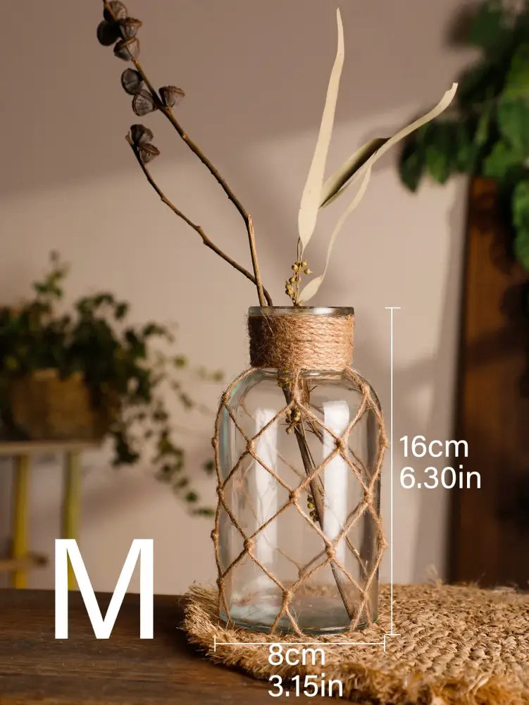 Glass Hemp Hanging Vase