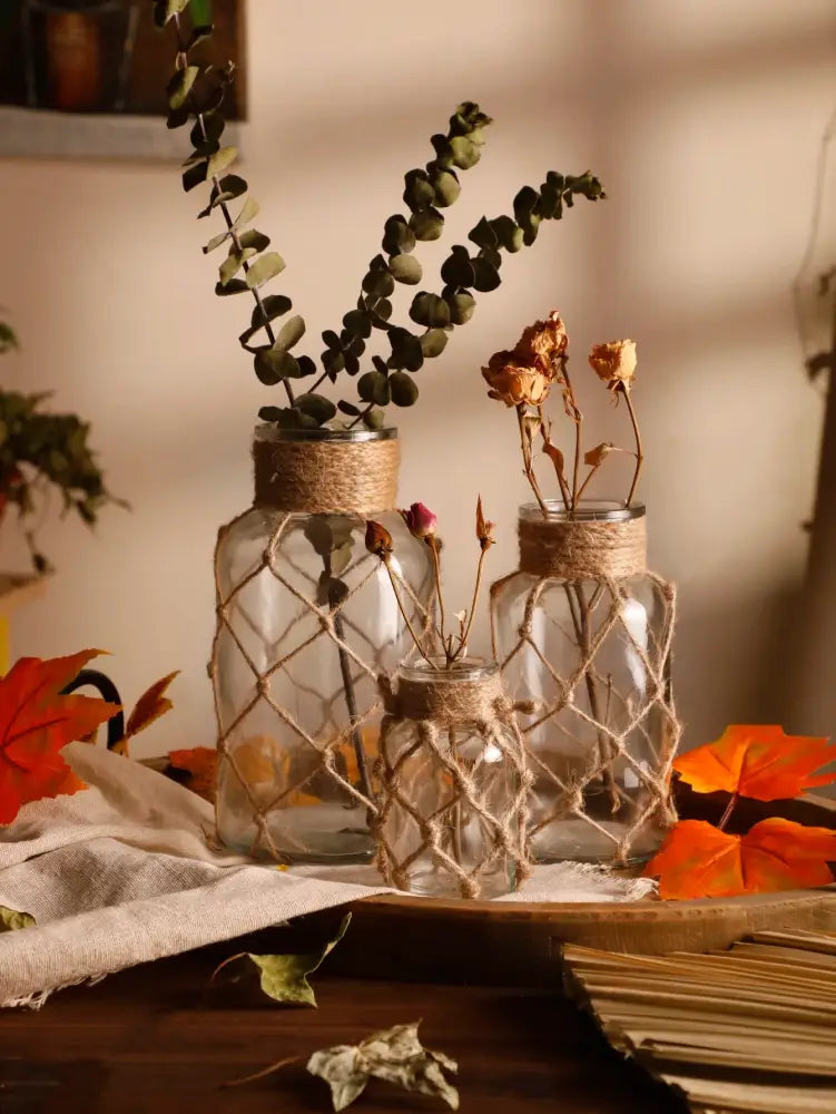 Glass Hemp Hanging Vase