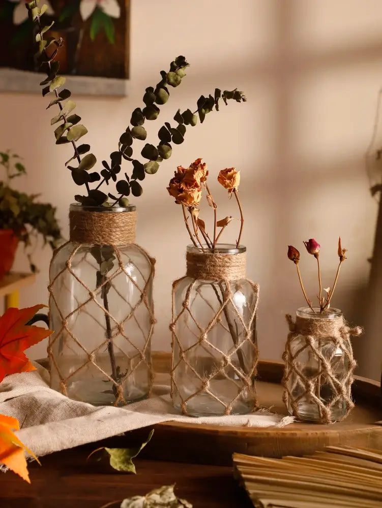Glass Hemp Hanging Vase