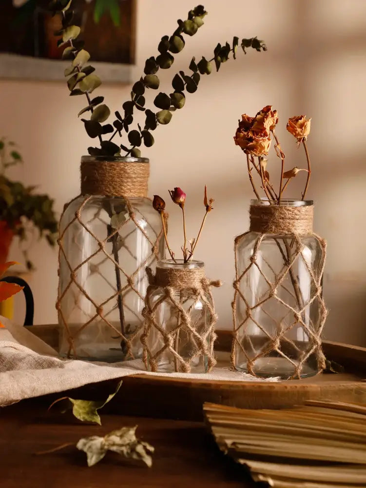 Glass Hemp Hanging Vase