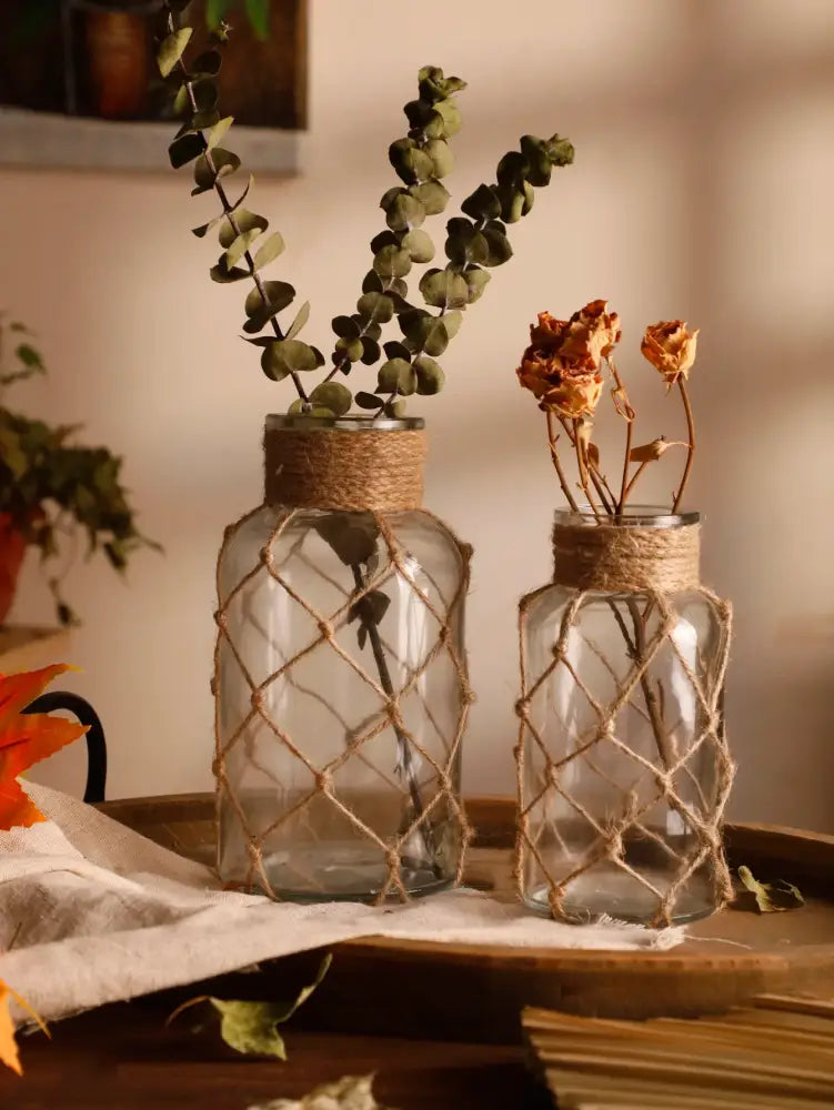 Glass Hemp Hanging Vase