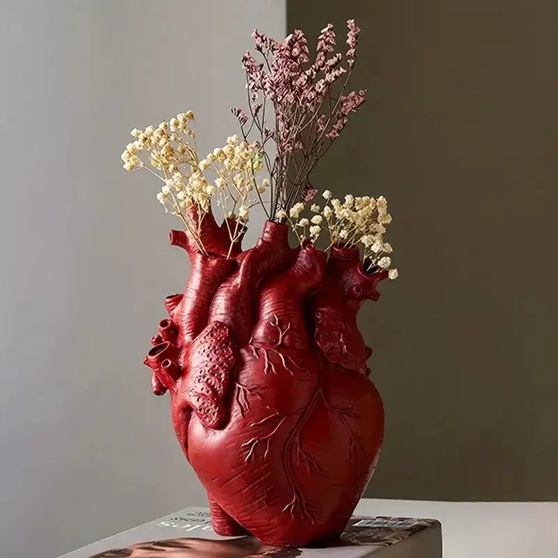 Red Anatomical Heart Vase