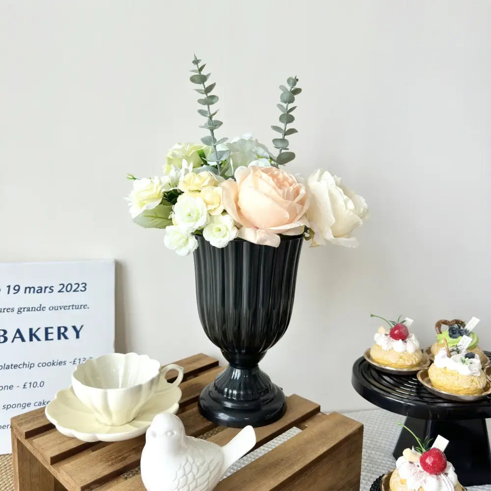 White peach and cream mini flower arrangement living room vase