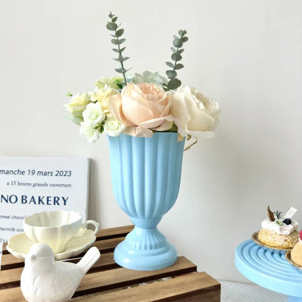 White peach and cream mini flower arrangement living room vase
