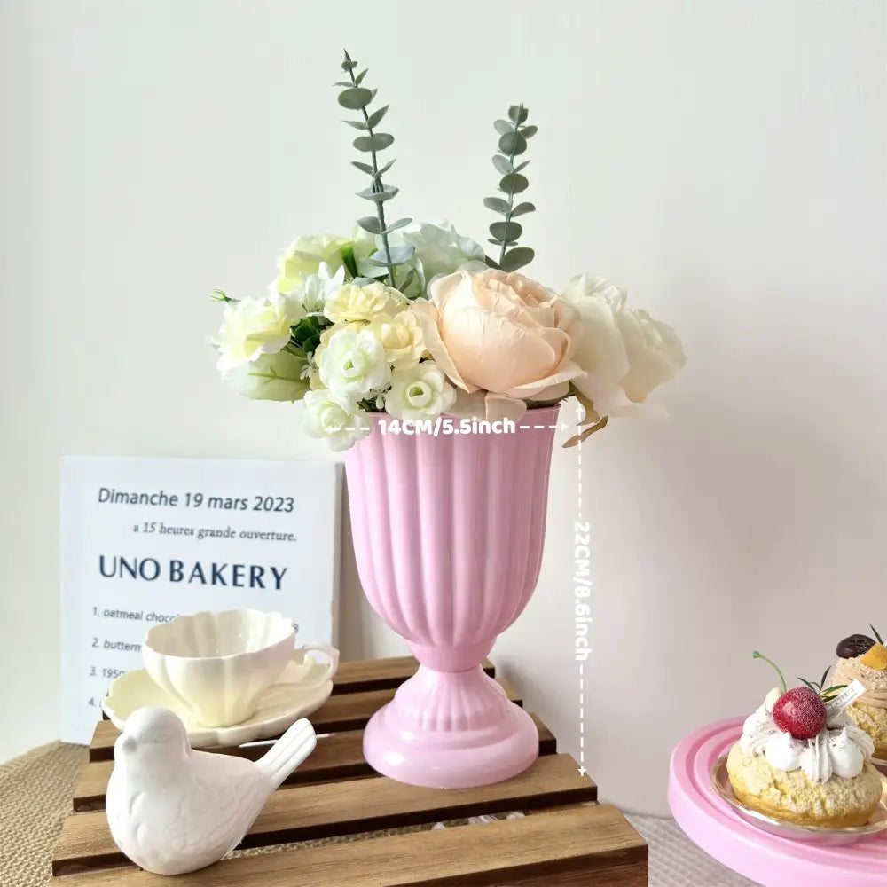 White peach and cream mini flower arrangement living room vase