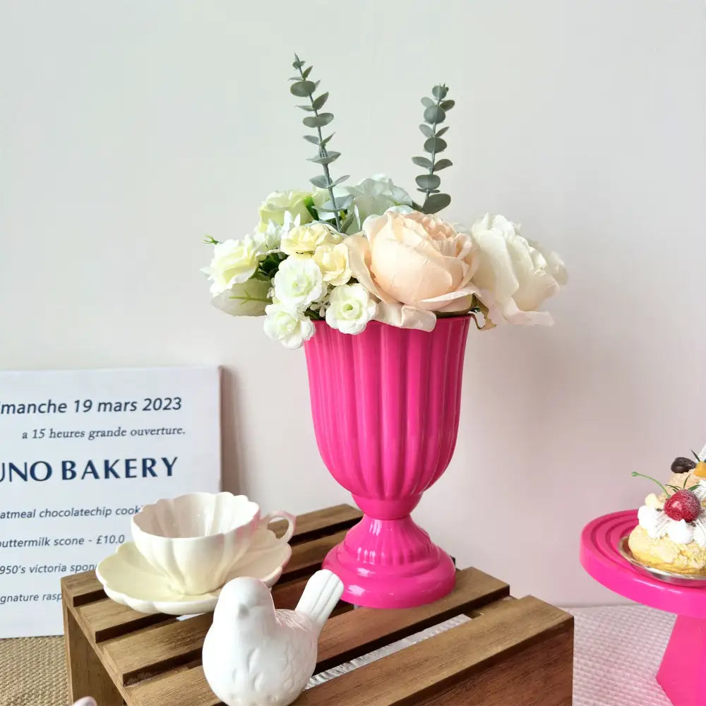 White peach and cream mini flower arrangement living room vase