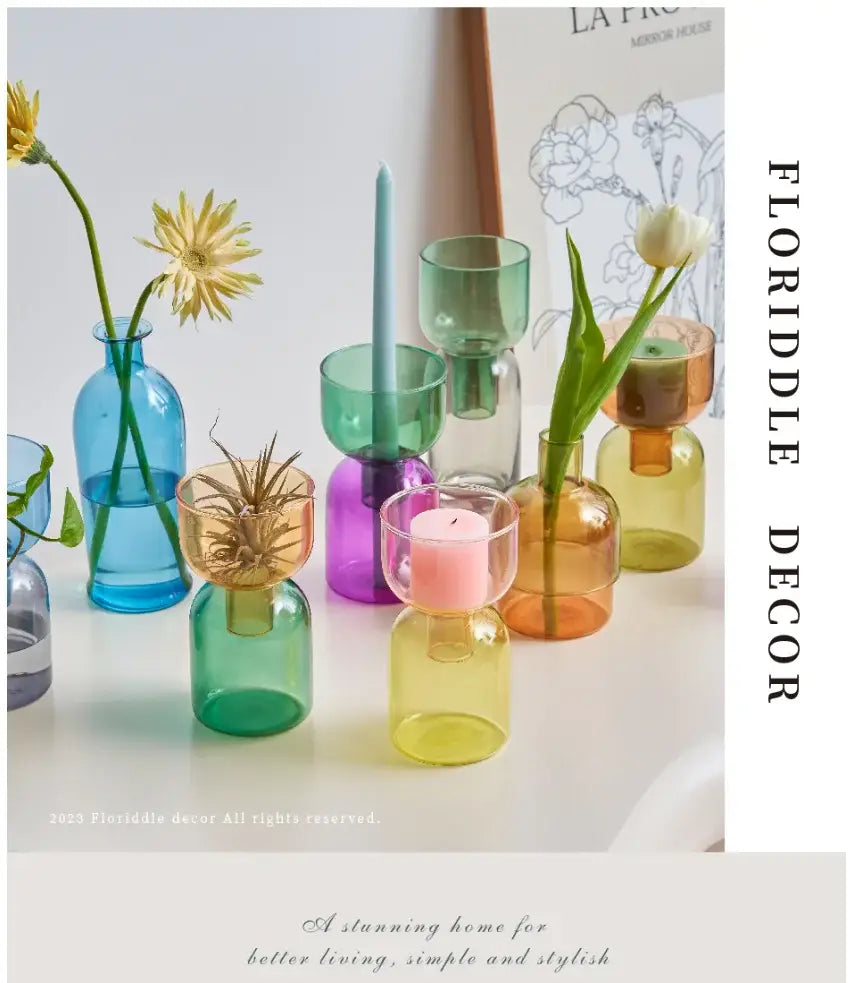 Pink Two-Part Glass Vase Set
