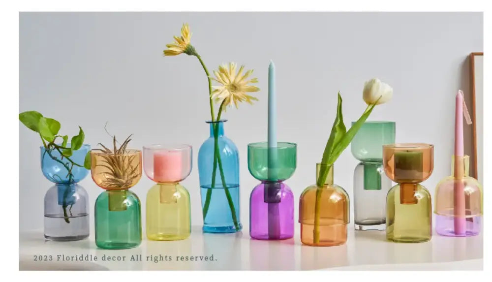 Pink Two-Part Glass Vase Set