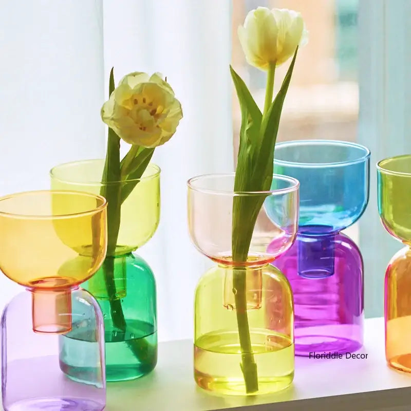 Pink Two-Part Glass Vase Set