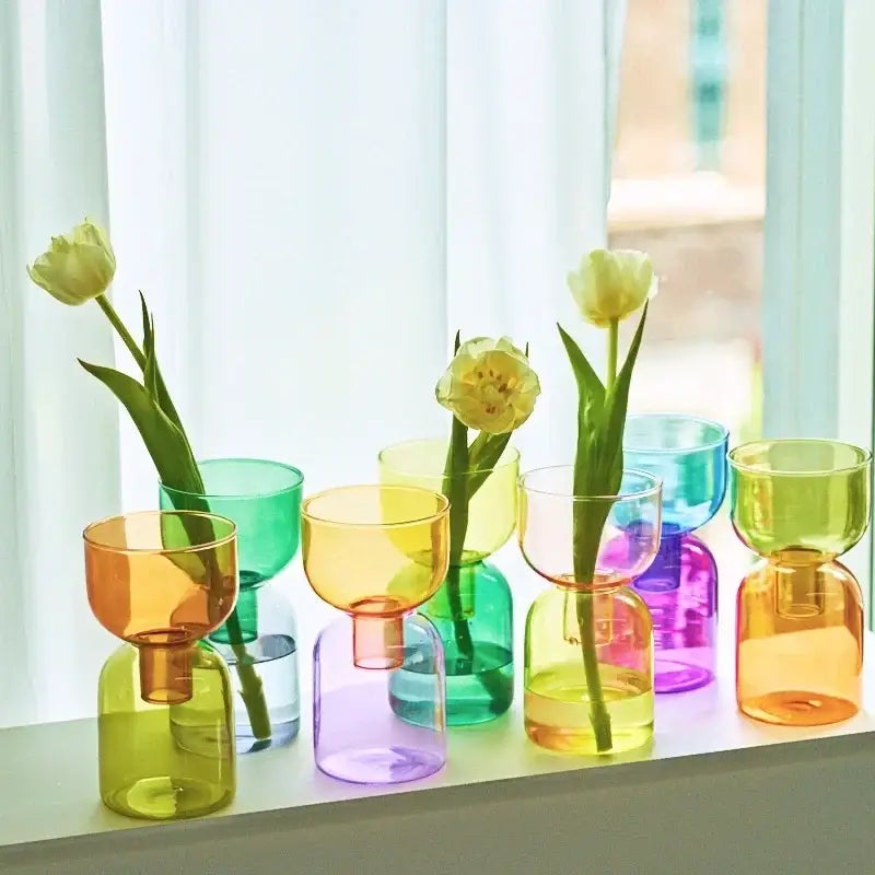 Pink Two-Part Glass Vase Set