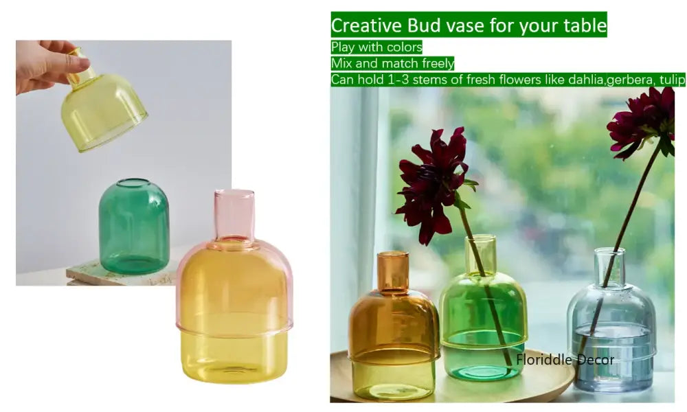Pink Two-Part Glass Vase Set