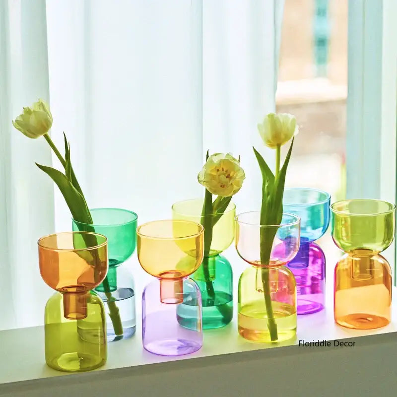 Pink Two-Part Glass Vase Set