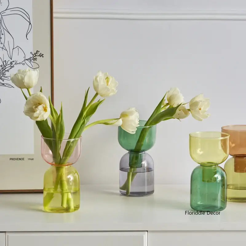 Pink Two-Part Glass Vase Set