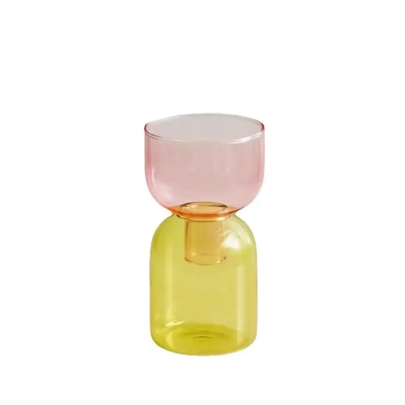 Pink Two-Part Glass Vase Set