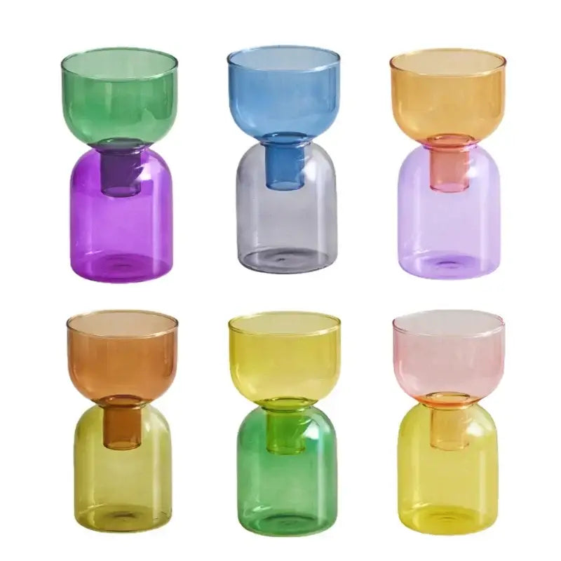 Pink Two-Part Glass Vase Set