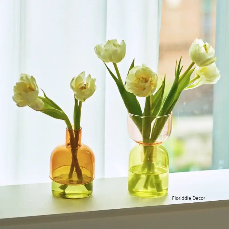 Pink Two-Part Glass Vase Set