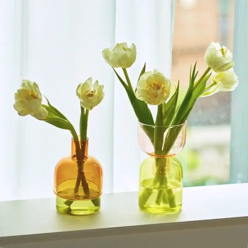 Pink Two-Part Glass Vase Set