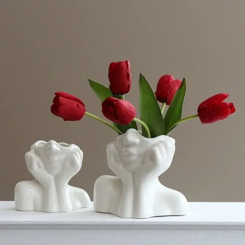 White Human Body Resin Vase