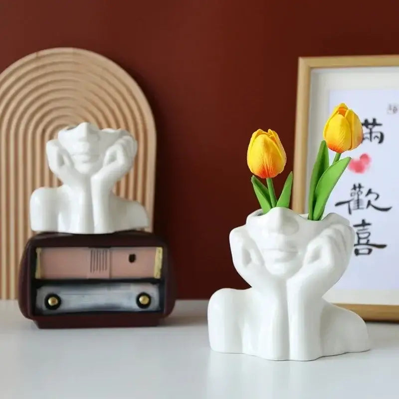White Human Body Resin Vase