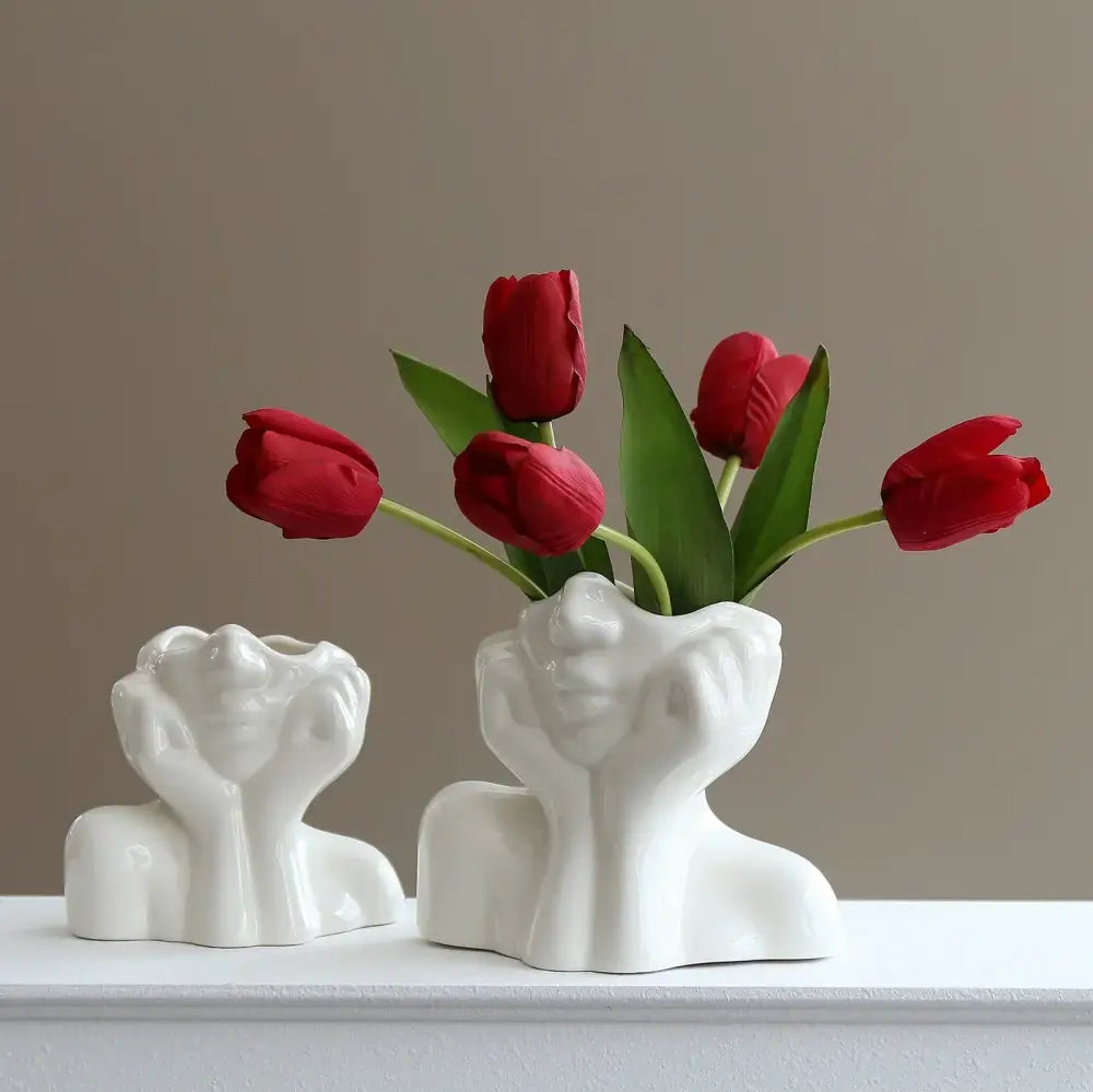 White Human Body Resin Vase