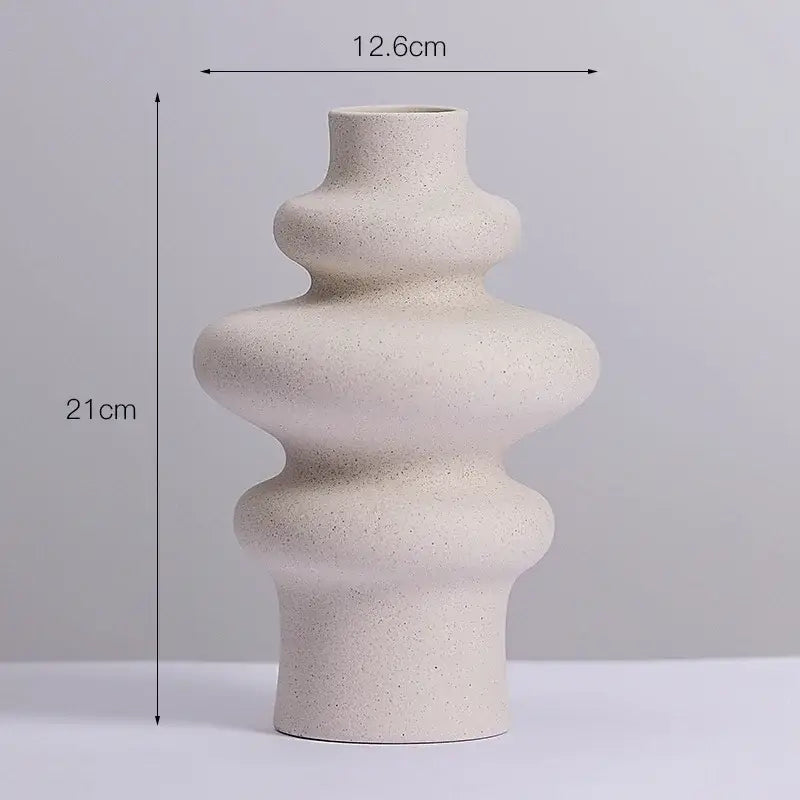 Cream Ceramic Spiral Vase