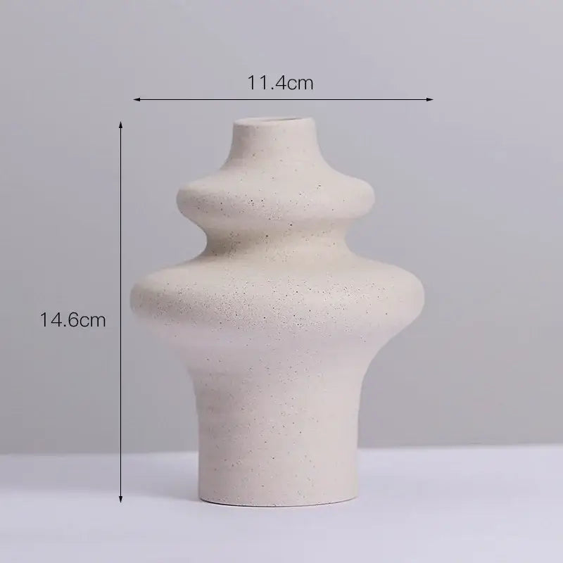 Cream Ceramic Spiral Vase