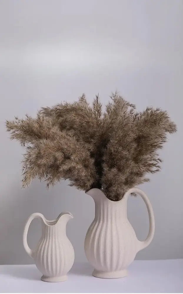 Cream Ceramic Spiral Vase