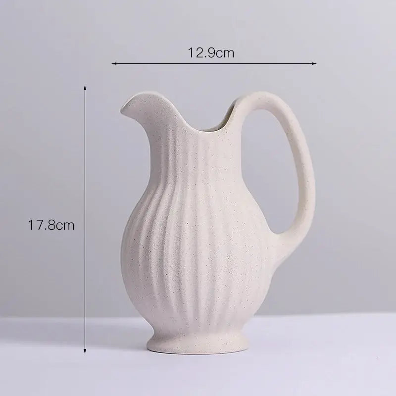 Cream Ceramic Spiral Vase