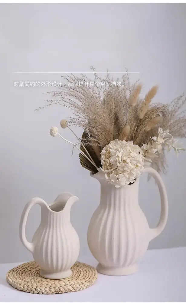 Cream Ceramic Spiral Vase