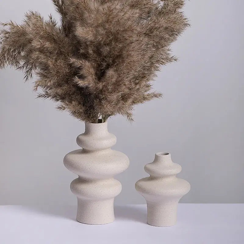Cream Ceramic Spiral Vase