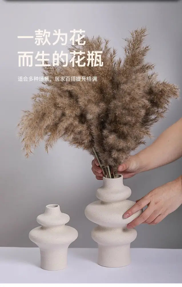 Cream Ceramic Spiral Vase