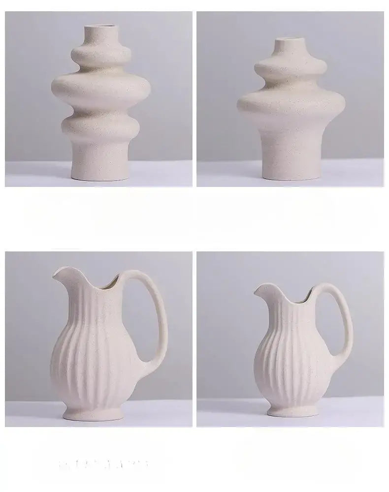 Cream Ceramic Spiral Vase