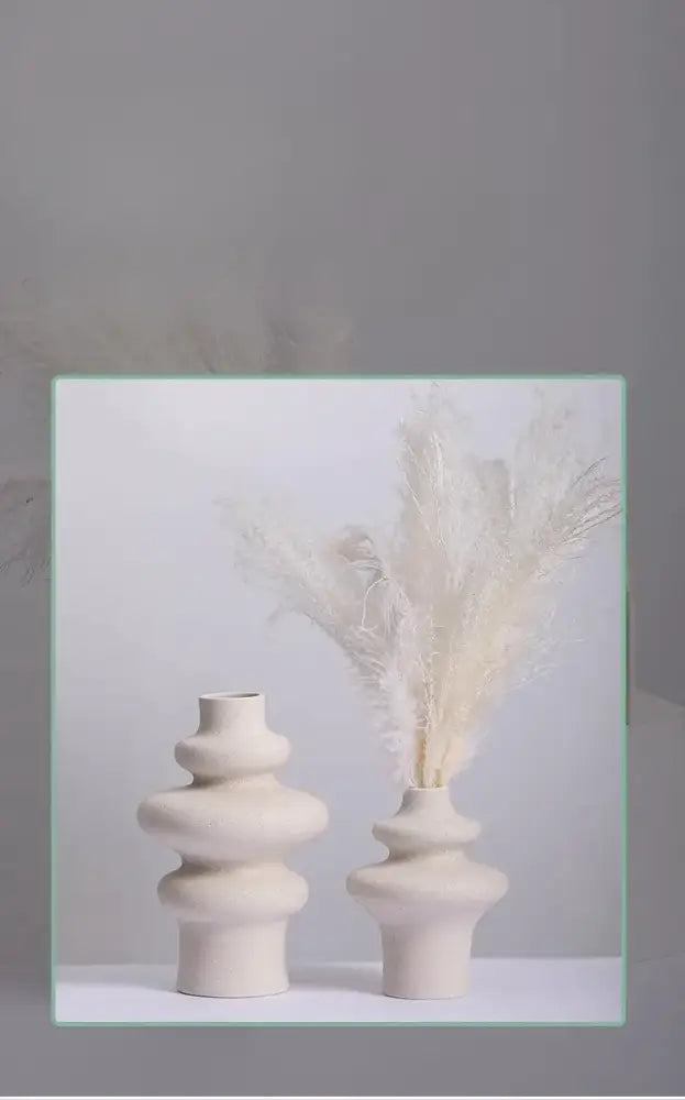 Cream Ceramic Spiral Vase