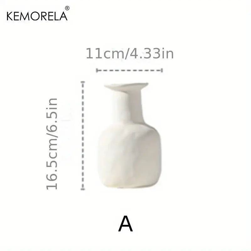 White Nordic Ceramic Vase Circular Hollow Design