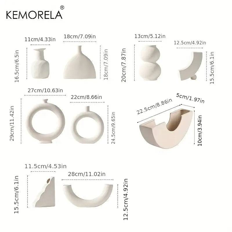 White Nordic Ceramic Vase Circular Hollow Design