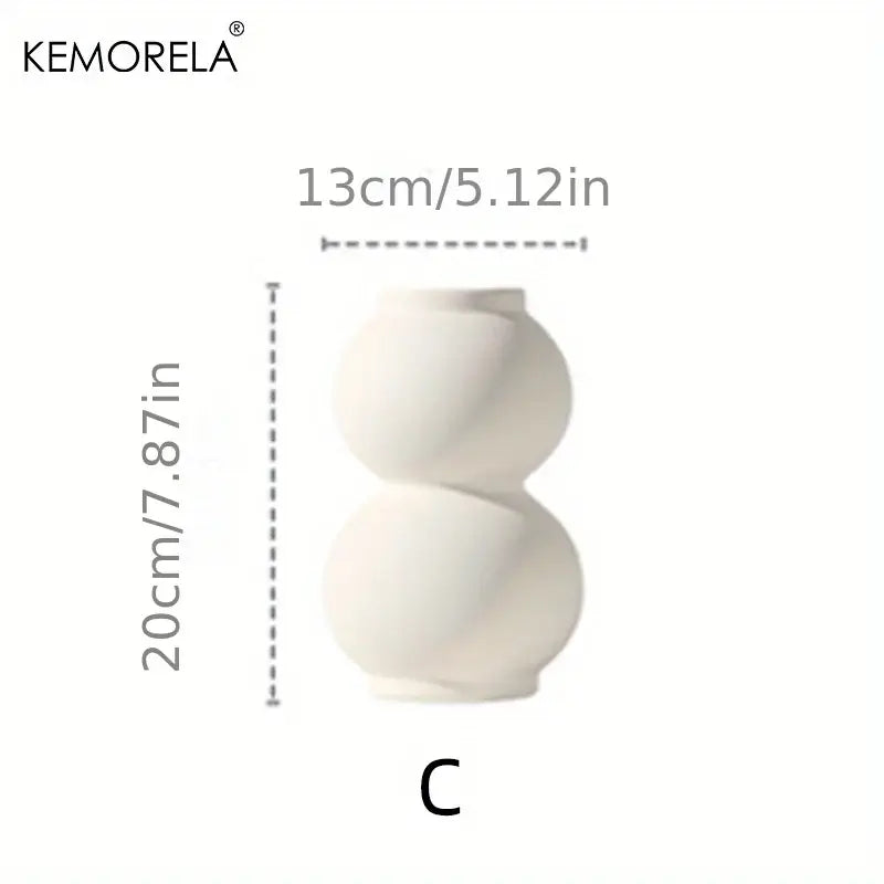 White Nordic Ceramic Vase Circular Hollow Design