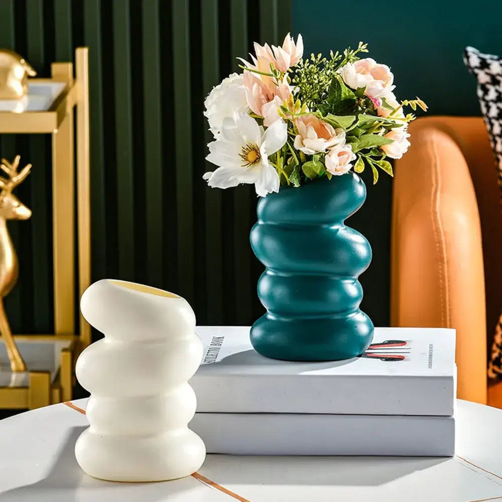 White Stacked Ceramic Vase