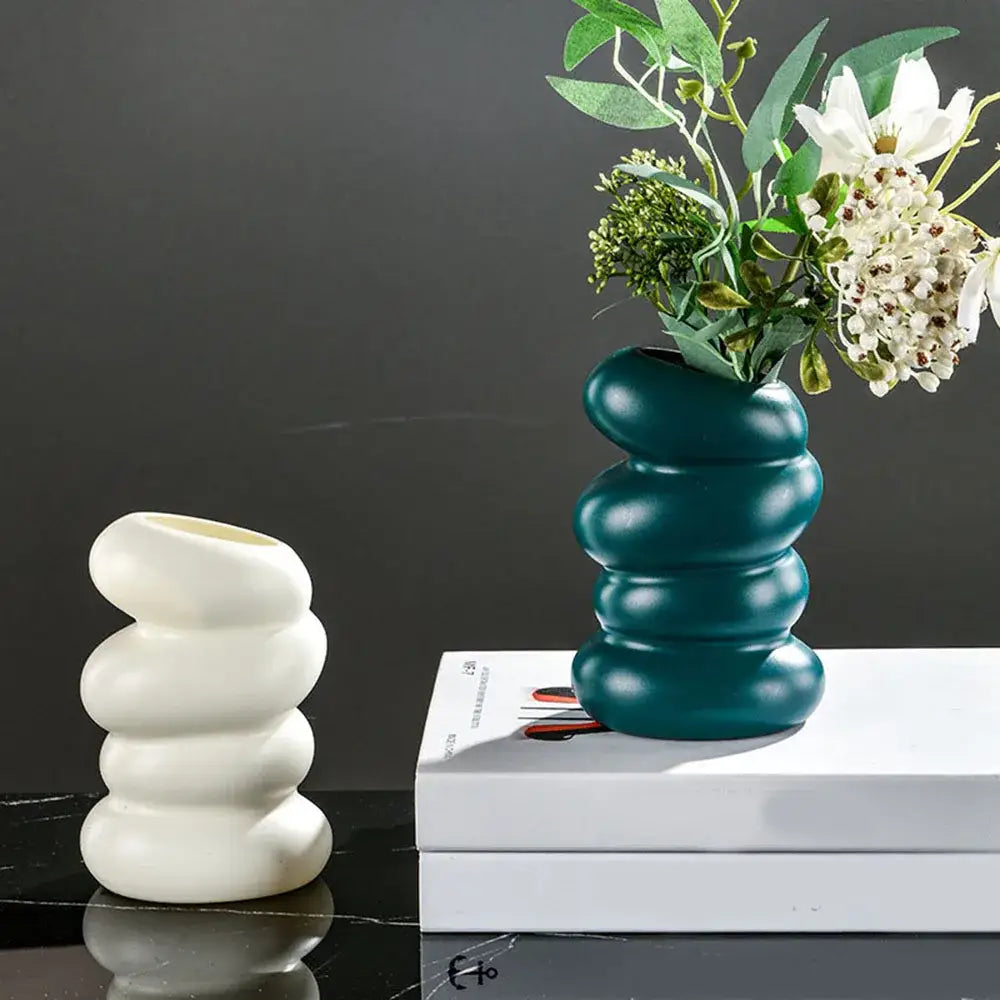 White Stacked Ceramic Vase