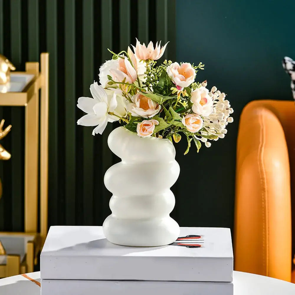 White Stacked Ceramic Vase