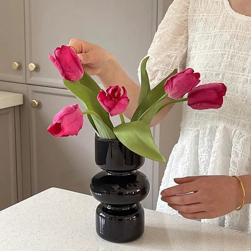 Black Stacked Ceramic Vase