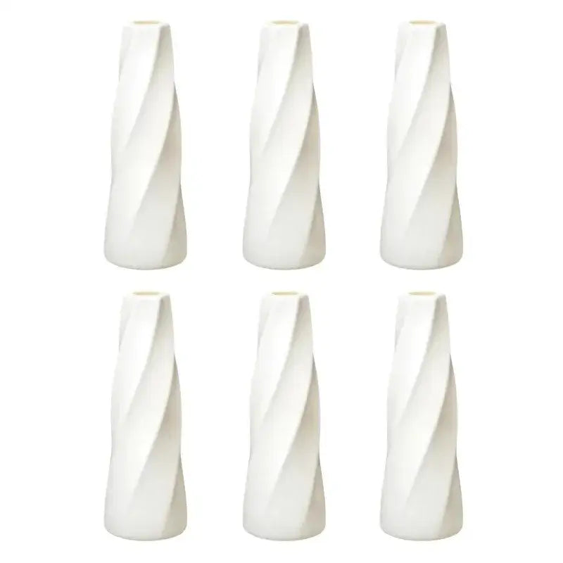 White Twisted Plastic Vases