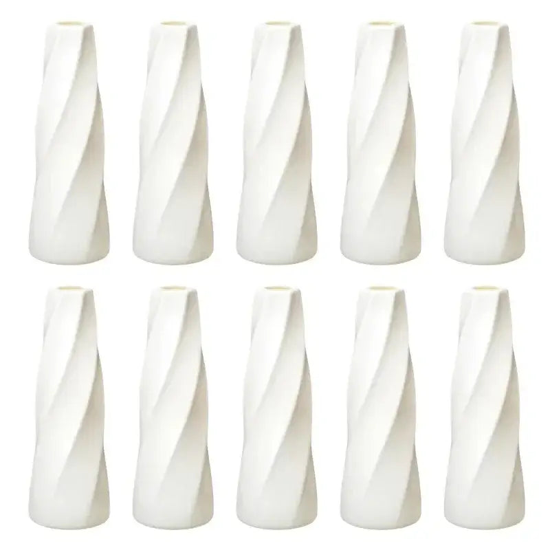 White Twisted Plastic Vases
